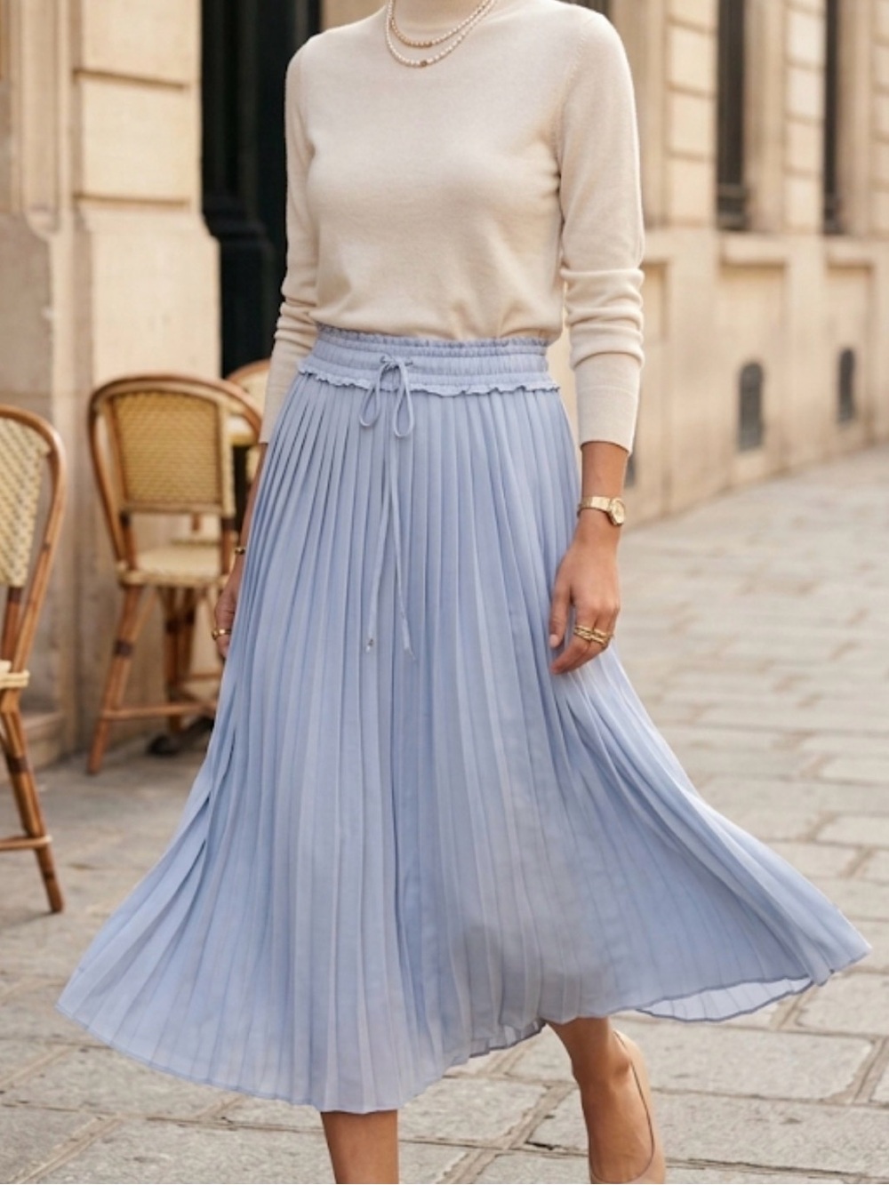 Banana Republic Serenity Blue Handkerchief Pleated Midi Skirt XS 488399-00 - Picture 1 of 9